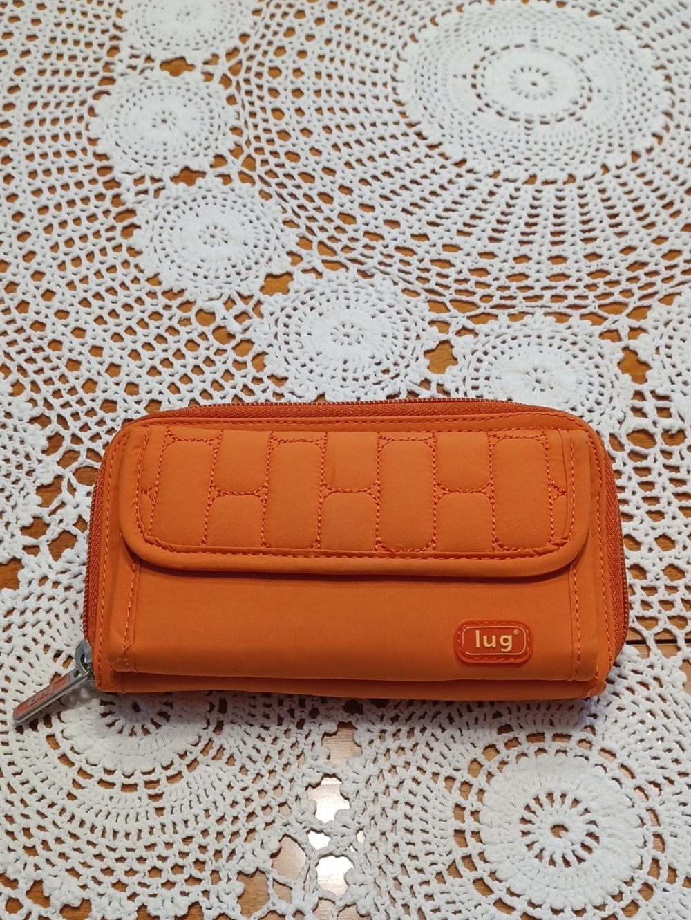 lug Bright Orange Quilted Zip Wallet